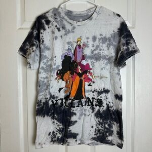 Disney Villains It's Fun Being Bad Gray Tie-Dye Short Sleeve Shirt Women Size S